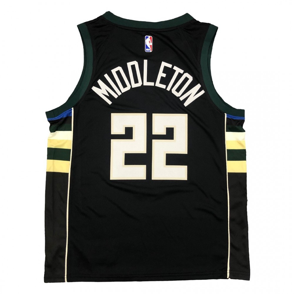 Men's Milwaukee Bucks Khris Middleton #22 Black Swingman Jersey - Statement Edition-Pro Kit Vault | Brand New 26/27 Sports Jerseys